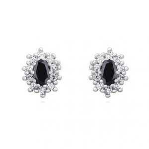 Cercei argint cu piatra neagra DiAmanti Z1099E_B-DIA (Argint 925‰ 2,1 g.)